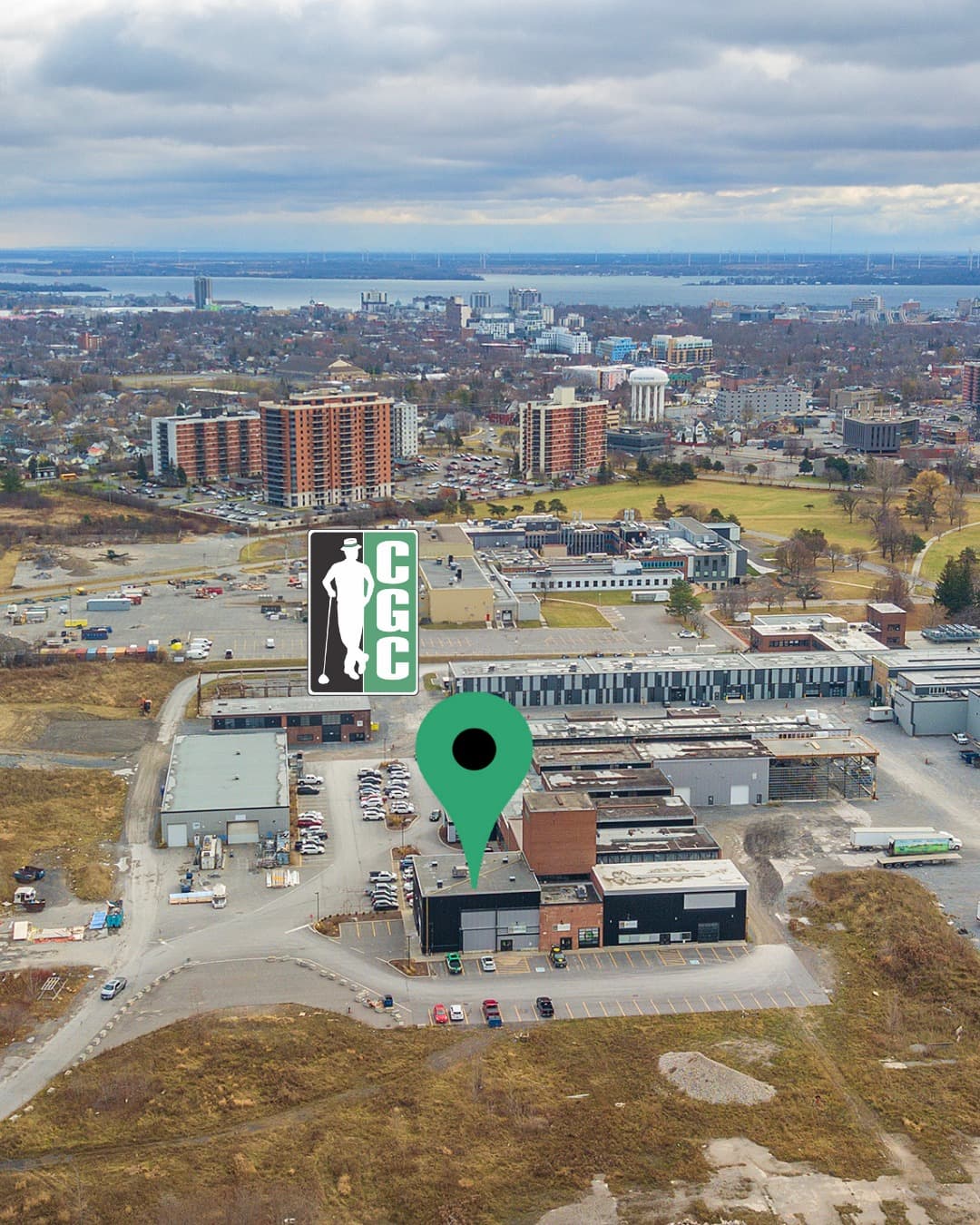 Aerial view of Celtic Golf Centre location in the building complex