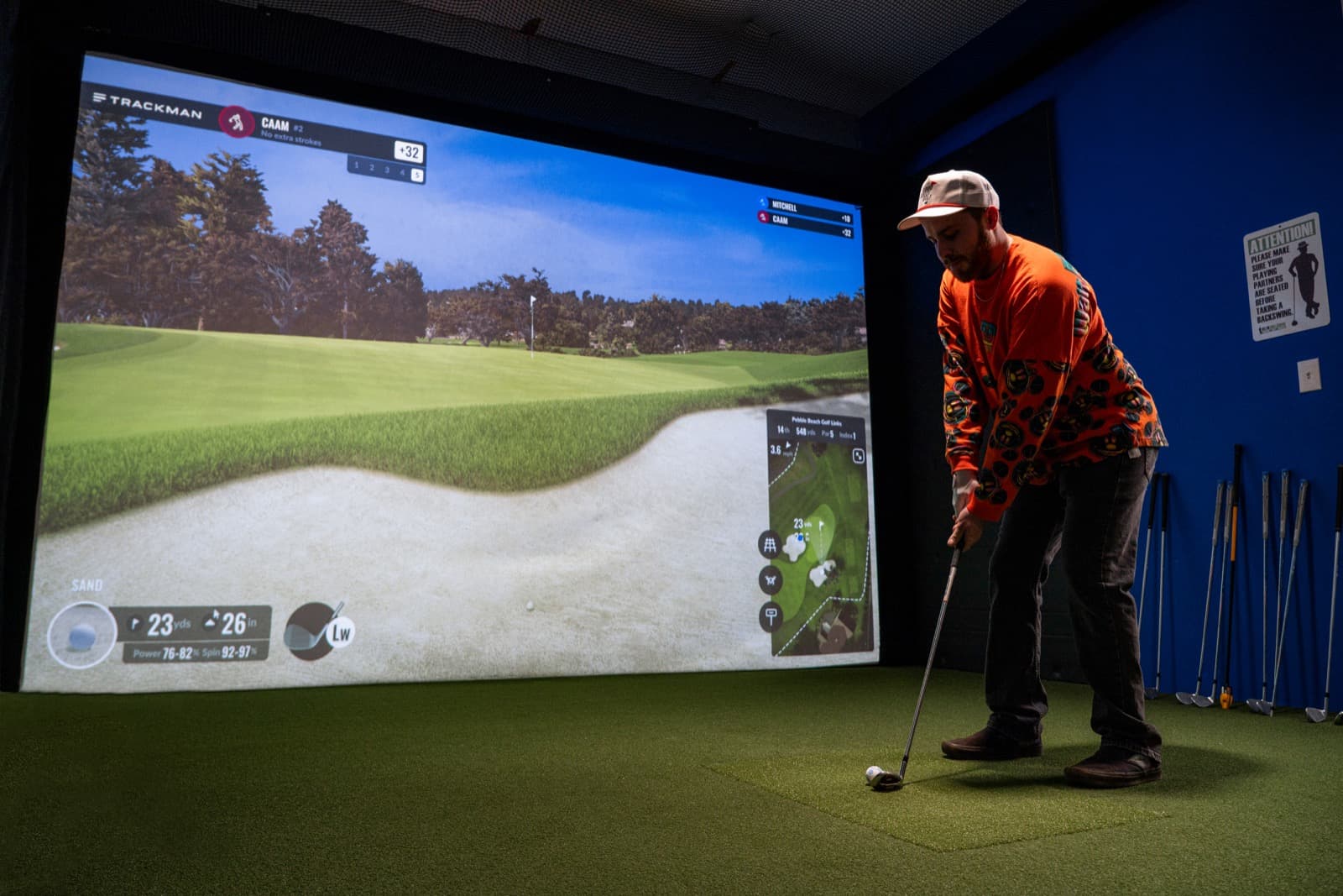 TrackMan simulator in action